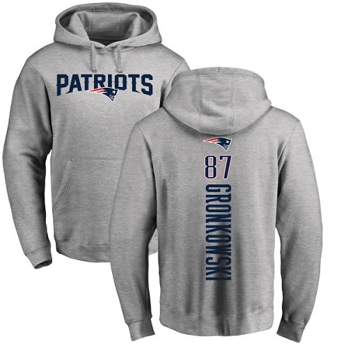 NFL Nike New England Patriots #87 Rob Gronkowski Ash Backer Pullover Hoodie