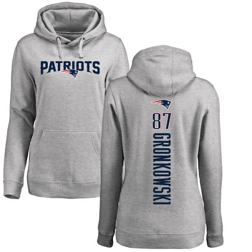 NFL Women's Nike New England Patriots #87 Rob Gronkowski Ash Backer Pullover Hoodie