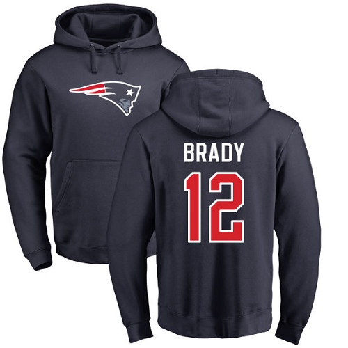 NFL Nike New England Patriots #12 Tom Brady Navy Blue Name & Number Logo Pullover Hoodie