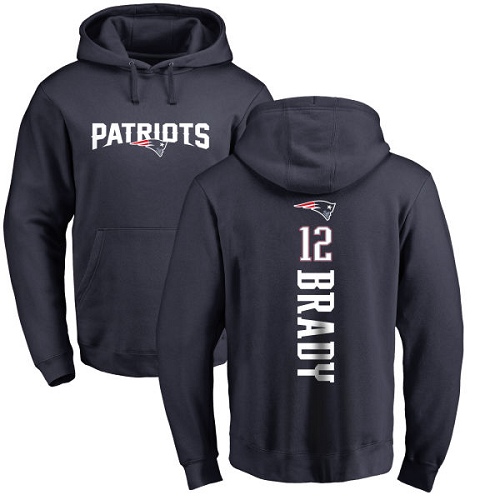 NFL Nike New England Patriots #12 Tom Brady Navy Blue Backer Pullover Hoodie