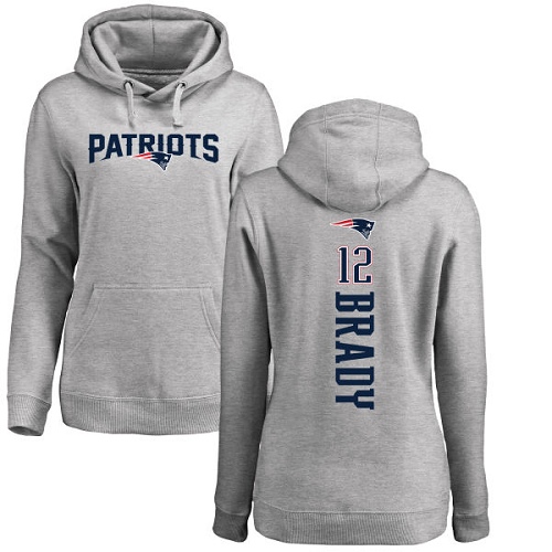 NFL Women's Nike New England Patriots #12 Tom Brady Ash Backer Pullover Hoodie