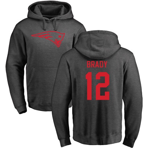 NFL Nike New England Patriots #12 Tom Brady Ash One Color Pullover Hoodie