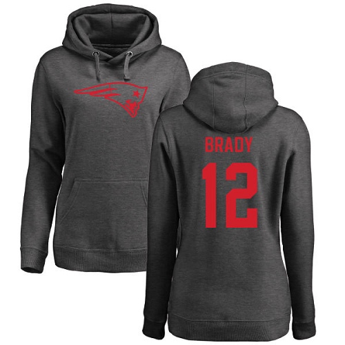 NFL Women's Nike New England Patriots #12 Tom Brady Ash One Color Pullover Hoodie