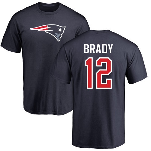 NFL Nike New England Patriots #12 Tom Brady Navy Blue Name & Number Logo T-Shirt