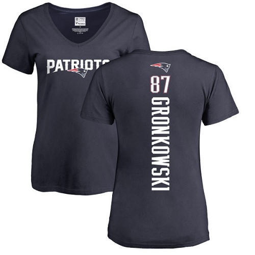 NFL Women's Nike New England Patriots #87 Rob Gronkowski Navy Blue Backer T-Shirt