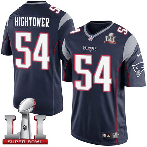 Men's Nike New England Patriots #54 Dont'a Hightower Navy Blue Team Color Super Bowl LI 51 Vapor Untouchable Limited Player NFL Jersey