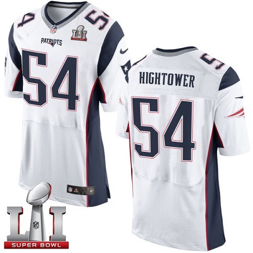Men's Nike New England Patriots #54 Dont'a Hightower Elite White Super Bowl LI 51 NFL Jersey