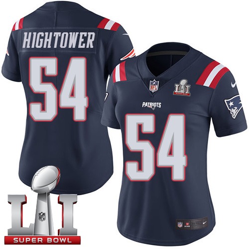 Women's Nike New England Patriots #54 Dont'a Hightower Limited Navy Blue Rush Super Bowl LI 51 NFL Jersey