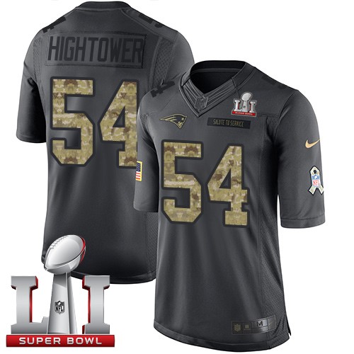 Men's Nike New England Patriots #54 Dont'a Hightower Limited Black 2016 Salute to Service Super Bowl LI 51 NFL Jersey