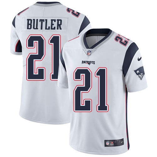 Men's Nike New England Patriots #21 Malcolm Butler White Vapor Untouchable Limited Player NFL Jersey
