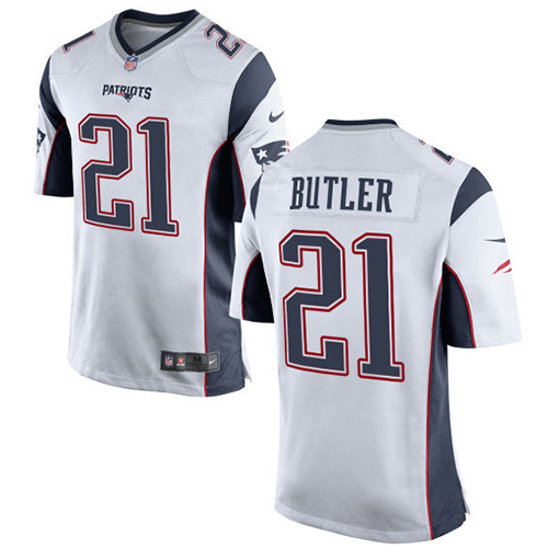 Men's Nike New England Patriots #21 Malcolm Butler Game White NFL Jersey