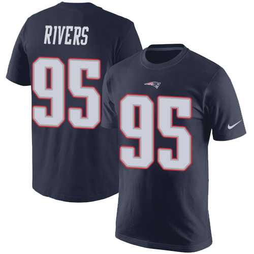 NFL Nike New England Patriots #95 Derek Rivers Navy Blue Rush Pride Name & Number T-Shirt