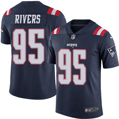 Men's Nike New England Patriots #95 Derek Rivers Limited Navy Blue Rush Vapor Untouchable NFL Jersey