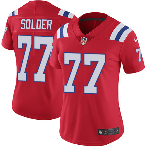 Women's Nike New England Patriots #77 Nate Solder Red Alternate Vapor Untouchable Limited Player NFL Jersey
