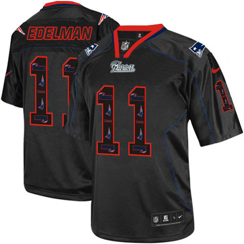 Men's Nike New England Patriots #11 Julian Edelman Elite New Lights Out Black NFL Jersey