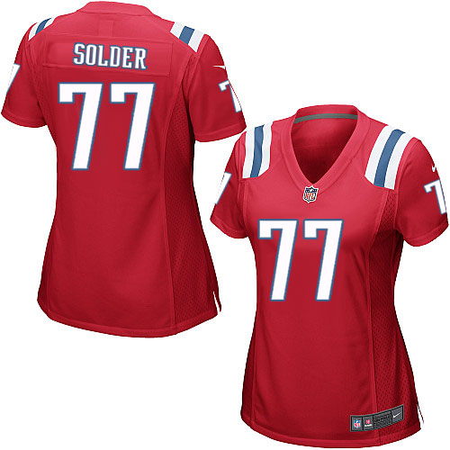 Women's Nike New England Patriots #77 Nate Solder Game Red Alternate NFL Jersey