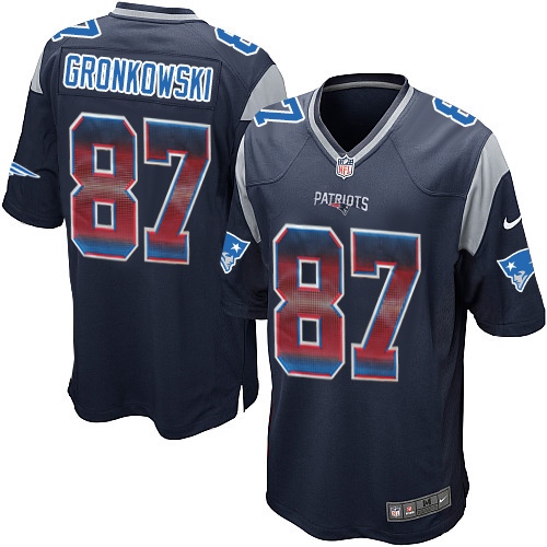Youth Nike New England Patriots #87 Rob Gronkowski Limited Navy Blue Strobe NFL Jersey