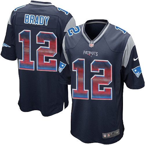 Men's Nike New England Patriots #12 Tom Brady Limited Navy Blue Strobe NFL Jersey