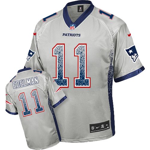 Youth Nike New England Patriots #11 Julian Edelman Elite Grey Drift Fashion NFL Jersey