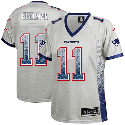 Women's Nike New England Patriots #11 Julian Edelman Elite Grey Drift Fashion NFL Jersey