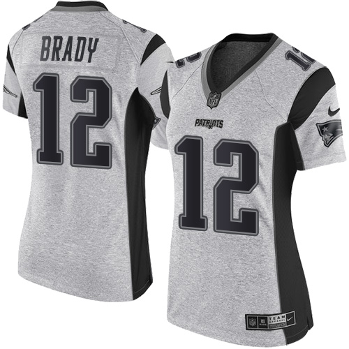 Women's Nike New England Patriots #12 Tom Brady Limited Gray Gridiron II NFL Jersey