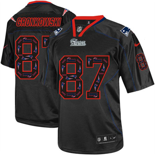 Men's Nike New England Patriots #87 Rob Gronkowski Elite New Lights Out Black NFL Jersey