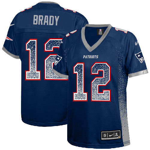 Women's Nike New England Patriots #12 Tom Brady Elite Navy Blue Drift Fashion NFL Jersey