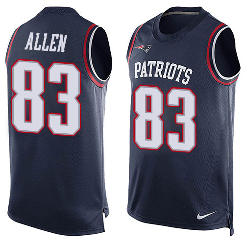 Men's Nike New England Patriots #83 Dwayne Allen Limited Navy Blue Player Name & Number Tank Top NFL Jersey