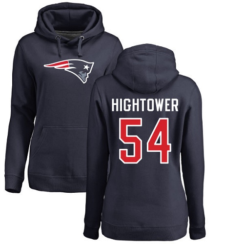 NFL Women's Nike New England Patriots #54 Dont'a Hightower Navy Blue Name & Number Logo Pullover Hoodie
