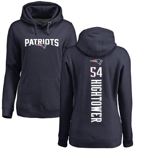 NFL Women's Nike New England Patriots #54 Dont'a Hightower Navy Blue Backer Pullover Hoodie