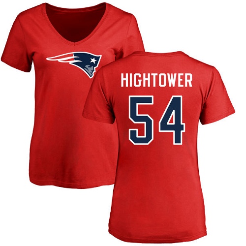NFL Women's Nike New England Patriots #54 Dont'a Hightower Red Name & Number Logo Slim Fit T-Shirt