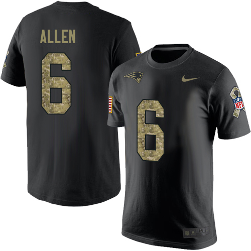 NFL Nike New England Patriots #6 Ryan Allen Black Camo Salute to Service T-Shirt