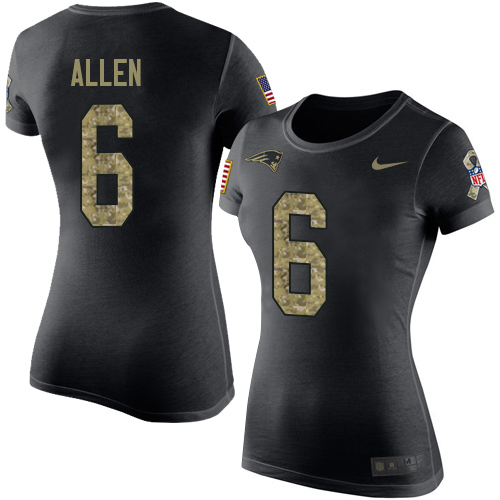 NFL Women's Nike New England Patriots #6 Ryan Allen Black Camo Salute to Service T-Shirt