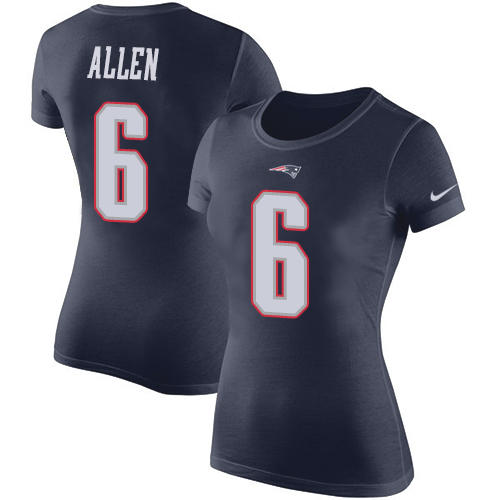 NFL Women's Nike New England Patriots #6 Ryan Allen Navy Blue Rush Pride Name & Number T-Shirt