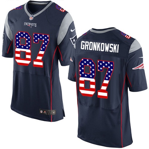 Men's Nike New England Patriots #87 Rob Gronkowski Elite Navy Blue Home USA Flag Fashion NFL Jersey