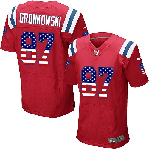 Men's Nike New England Patriots #87 Rob Gronkowski Elite Red Alternate USA Flag Fashion NFL Jersey