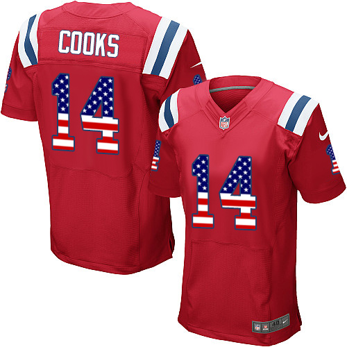 Men's Nike New England Patriots #14 Brandin Cooks Elite Red Alternate USA Flag Fashion NFL Jersey