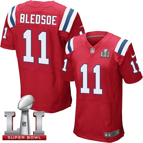 Men's Nike New England Patriots #11 Drew Bledsoe Elite Red Alternate Super Bowl LI 51 NFL Jersey
