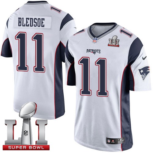 Youth Nike New England Patriots #11 Drew Bledsoe Elite White Super Bowl LI 51 NFL Jersey