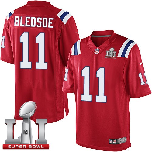 Youth Nike New England Patriots #11 Drew Bledsoe Elite Red Alternate Super Bowl LI 51 NFL Jersey