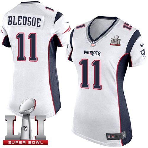 Women's Nike New England Patriots #11 Drew Bledsoe Elite White Super Bowl LI 51 NFL Jersey