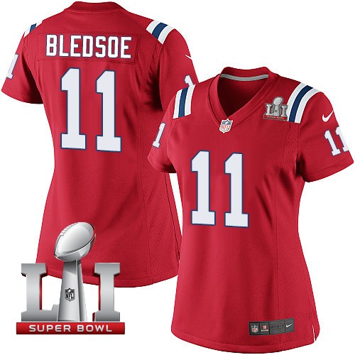 Women's Nike New England Patriots #11 Drew Bledsoe Elite Red Alternate Super Bowl LI 51 NFL Jersey