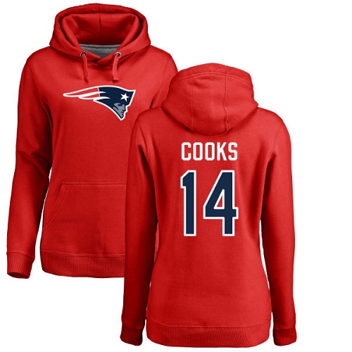 NFL Women's Nike New England Patriots #14 Brandin Cooks Red Name & Number Logo Pullover Hoodie