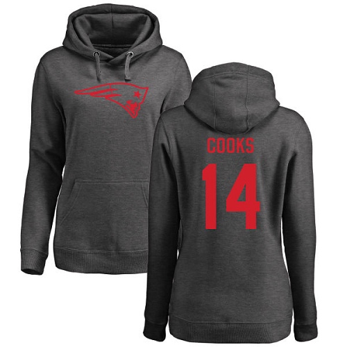 NFL Women's Nike New England Patriots #14 Brandin Cooks Ash One Color Pullover Hoodie