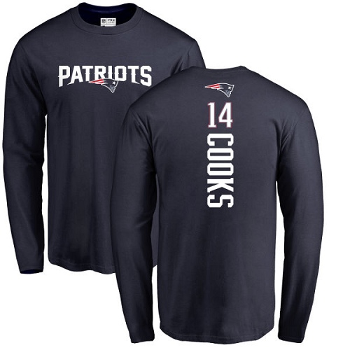 NFL Nike New England Patriots #14 Brandin Cooks Navy Blue Backer Long Sleeve T-Shirt
