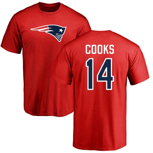 NFL Nike New England Patriots #14 Brandin Cooks Red Name & Number Logo T-Shirt