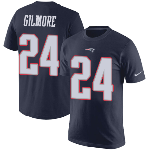 NFL Nike New England Patriots #24 Stephon Gilmore Navy Blue Rush Pride Name & Number T-Shirt