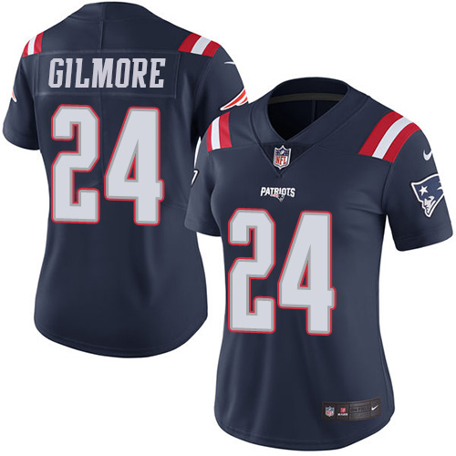 Women's Nike New England Patriots #24 Stephon Gilmore Limited Navy Blue Rush Vapor Untouchable NFL Jersey
