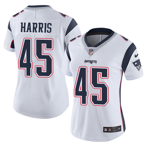 Women's Nike New England Patriots #45 David Harris White Vapor Untouchable Limited Player NFL Jersey