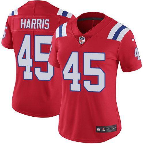 Women's Nike New England Patriots #45 David Harris Red Alternate Vapor Untouchable Limited Player NFL Jersey